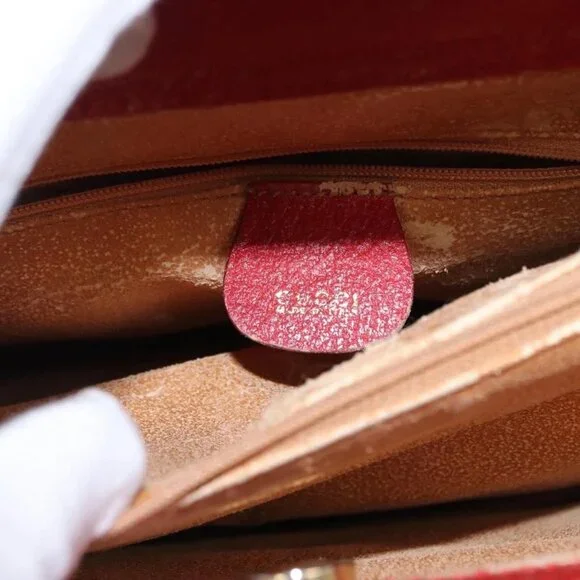 GUCCI Bamboo Hand Bag Leather Red Gold 002 0260 2615 Auth ep12137 - Picture 13 of 16